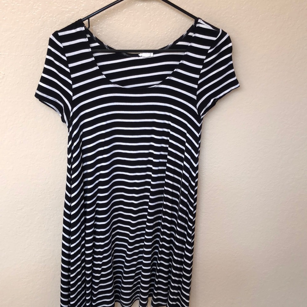 Black and white striped t-shirt dress